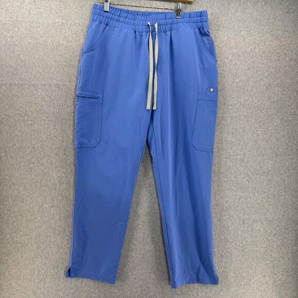 FIGS Size Large Petite Blue‎ High Waisted Yola Skinny Scrub Pants Cargo Pockets - Picture 1 of 12